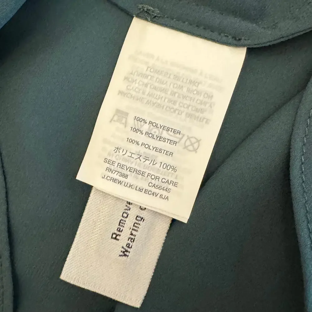J. Crew Green V-Neck Flutter Sleeve Lightweight Blouse 0